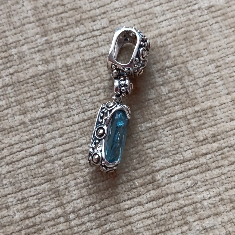 Silver Tone Synthetic Blue Multi Faceted Pendant
